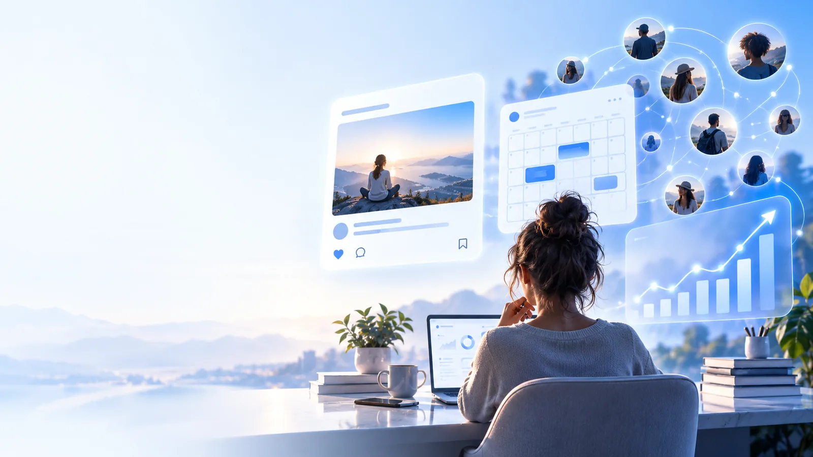 Taplio site imagery illustrating a LinkedIn content workflow